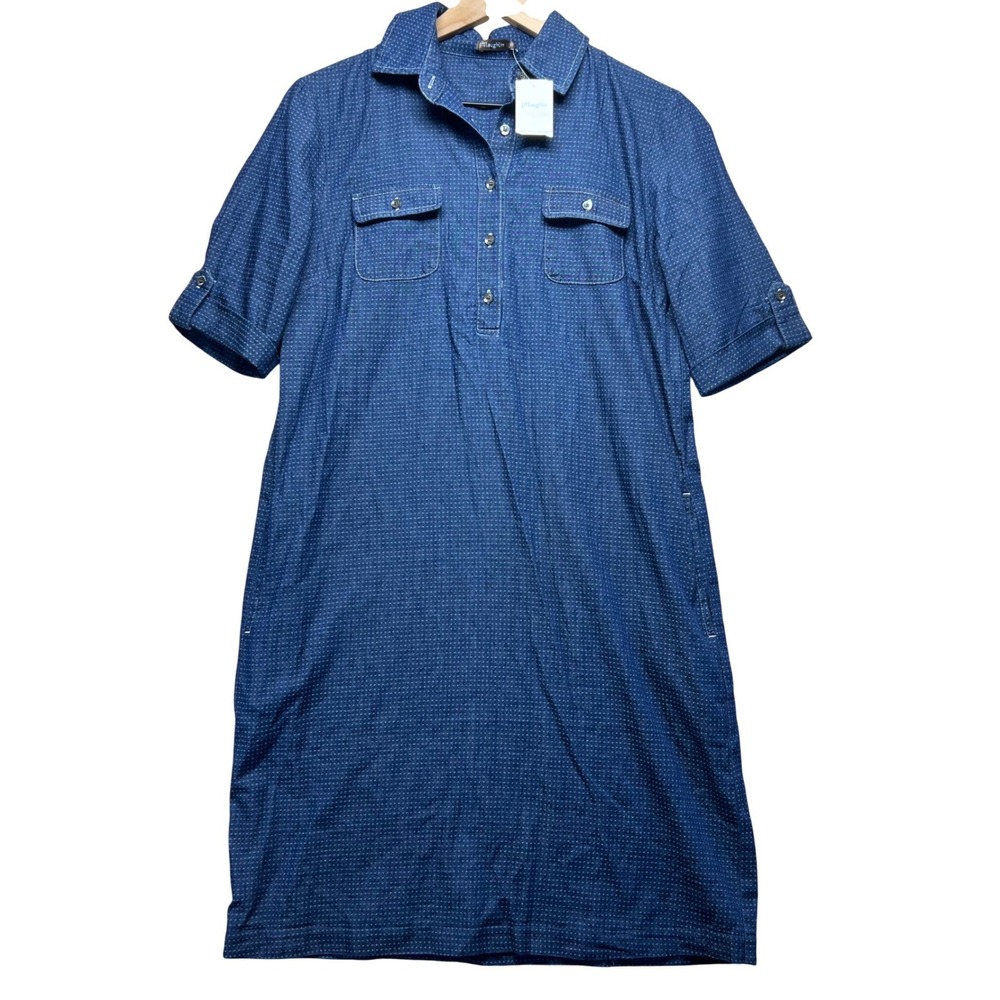 J. McLaughlin Lawrence Shirt Dress XS Blue Chambray‎ NWT Short Sleeve Coastal